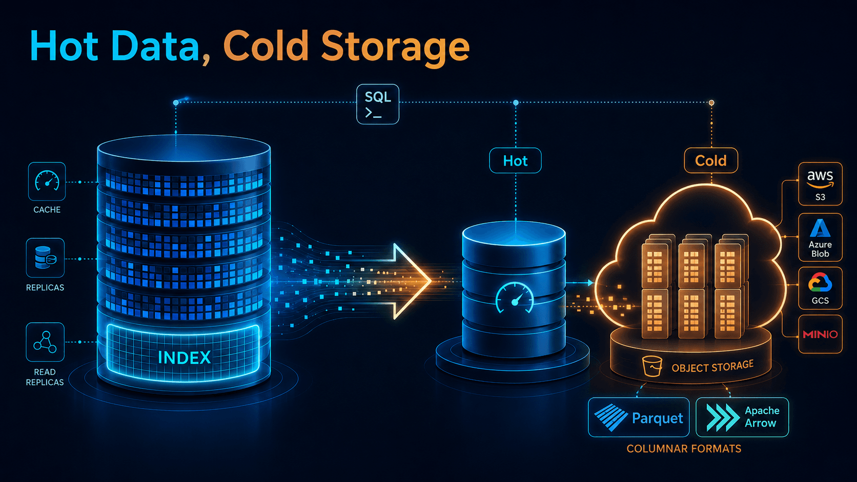 Hot and cold storages in databases